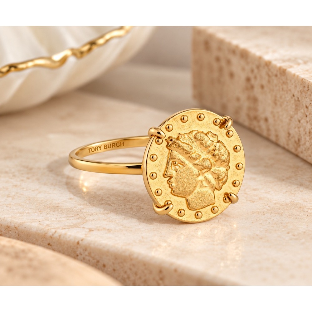 Tory Burch Gold Coin Statement Ring / Size 7 / NWT w/ Box & Dustbag! Gift Ready!